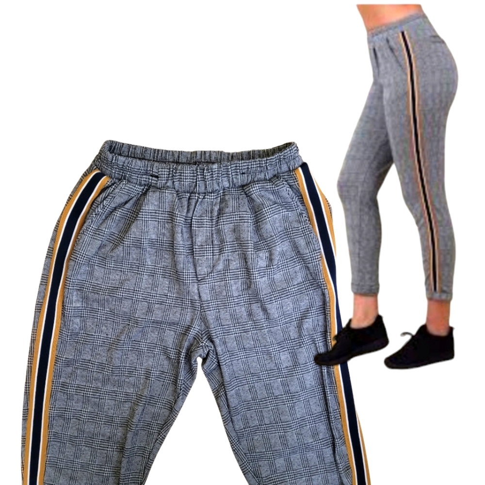 Iris Plaid Pants Grey /White Size S
